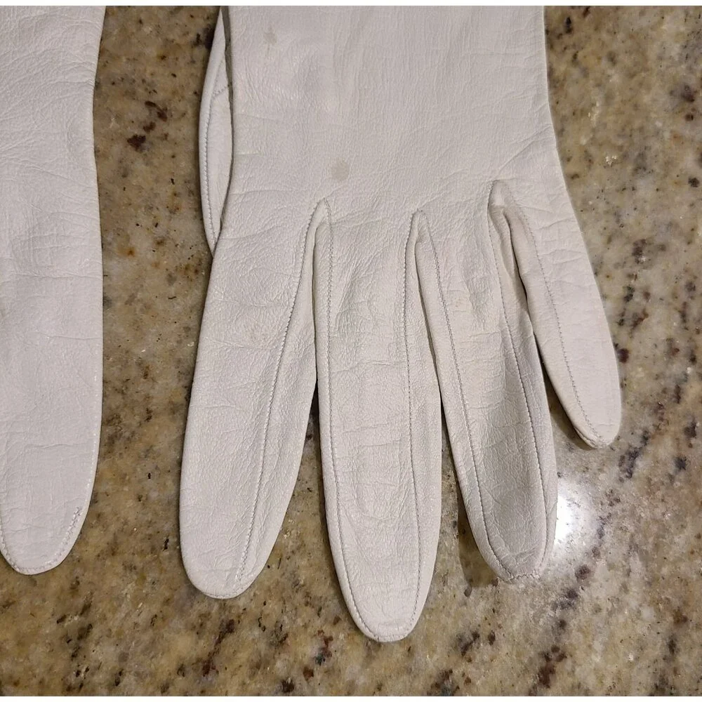 Vintage Size S White Kid Leather Formal 8.5